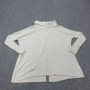 We The Free Sweater Cardigan Womens Large‎ White Turtleneck Open Front Knit